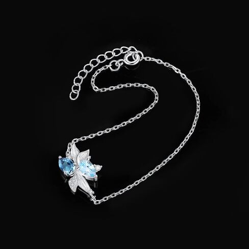 JewelryPalace الحوت السمك الكمثرى قطع السماء الحقيقية ولندن الأزرق توباز سوار قابل للتعديل للنساء، 14K الذهب الأبيض مطلي 925 سوار الفضة الاسترليني للفتيات، مجموعات المجوهرات الأحجار الكريمة الطبيعية in Kuwait