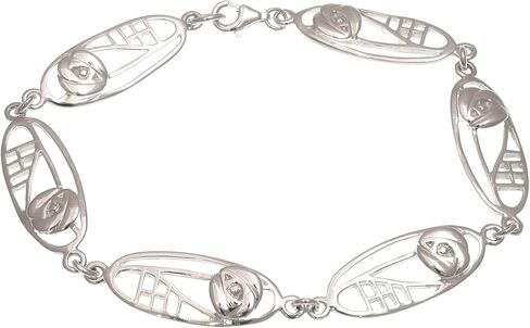 سوار من الفضة الاسترليني عيار 925 من ألكسندر كاسل للنساء والفتيات المراهقات - سوار تشارلز ريني ماكينتوش من الفضة مع صندوق هدايا مجوهرات - 8 بوصات in Kuwait