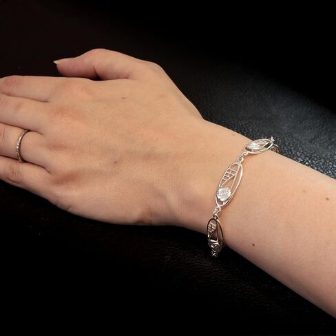 سوار من الفضة الاسترليني عيار 925 من ألكسندر كاسل للنساء والفتيات المراهقات - سوار تشارلز ريني ماكينتوش من الفضة مع صندوق هدايا مجوهرات - 8 بوصات in Kuwait