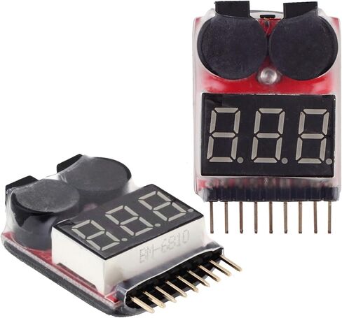 RC 1-8s Lipo Battery Voltage Tester Low Voltage Buzzer Alarm Voltage Checker Monitor LED Indicator for Lipo Life LiMn Li-ion Battery(2) in Saudi Arabia
