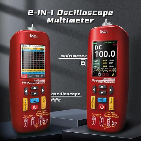 2 in 1 Handheld Digital Oscilloscope Multimeter Portable Mini Automotive Oscilloscopes, 10MHz Bandwidth, 48MSa/s Sampling Rate Oscope with 6000 Counts, Auto-Ranging Multimeter in Saudi Arabia
