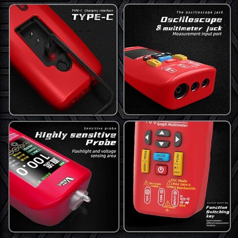 2 in 1 Handheld Digital Oscilloscope Multimeter Portable Mini Automotive Oscilloscopes, 10MHz Bandwidth, 48MSa/s Sampling Rate Oscope with 6000 Counts, Auto-Ranging Multimeter in Saudi Arabia
