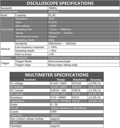 2 in 1 Handheld Digital Oscilloscope Multimeter Portable Mini Automotive Oscilloscopes, 10MHz Bandwidth, 48MSa/s Sampling Rate Oscope with 6000 Counts, Auto-Ranging Multimeter in Saudi Arabia