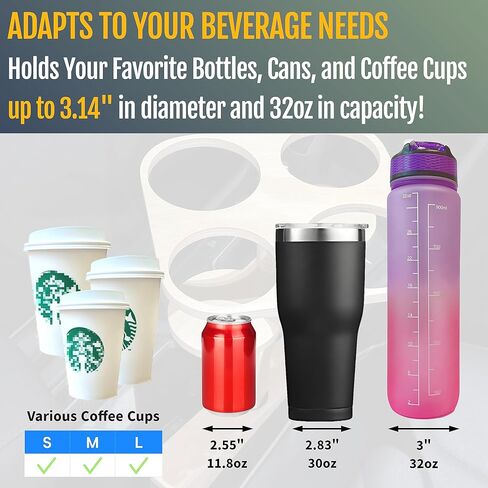 Sip Sanctuary: 4-in-1 Wooden Car Cup Holder, Seat Gap Filler Type - Front Passenger Seat Organizer w/Universal Fit, Multi Beverage Storage Insert, Road Trip Essential Gift for Taxi, RVs, Truck Drivers in Kuwait