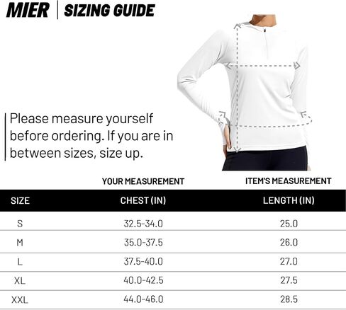 MIER Women's UPF 50+ Long Sleeve Sun Hoodie Shirts for Hiking Running Sun Protection Quarter Zip in Saudi Arabia
