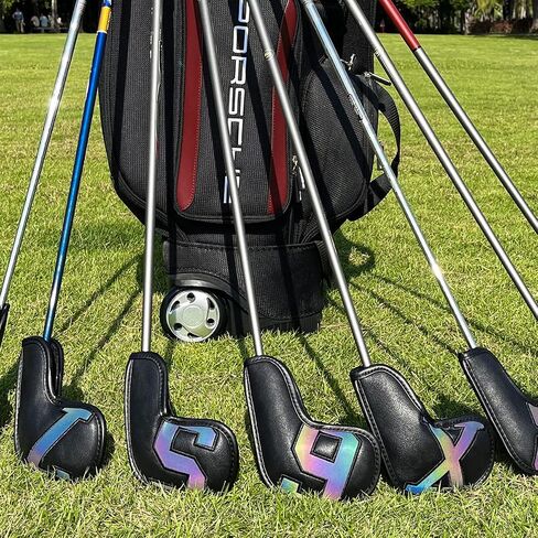 مجموعة أغطية رأس Barudan Golf Iron Club أغطية الرأس تناسب جميع الأوتاد الحديدية - رقم كبير - رقبة طويلة - جلد PU أسود/أبيض يناسب نوادي الجولف ذات الحجم الصغير القياسي 10 قطع/الحزمة in Saudi Arabia