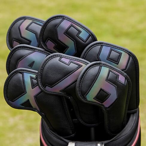 مجموعة أغطية رأس Barudan Golf Iron Club أغطية الرأس تناسب جميع الأوتاد الحديدية - رقم كبير - رقبة طويلة - جلد PU أسود/أبيض يناسب نوادي الجولف ذات الحجم الصغير القياسي 10 قطع/الحزمة in Saudi Arabia