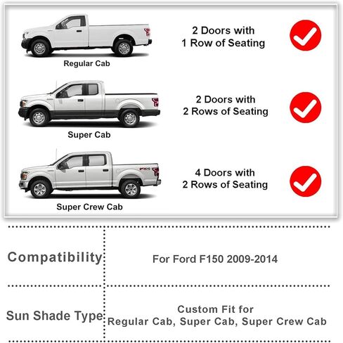 Big Ant Windshield Sun Shade for Ford F150 2014 2013 2012 2011 2010 2009, Front Window Windshield Sunshade Blocks UV Rays, Silver in Saudi Arabia