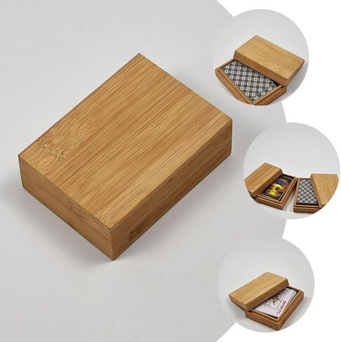 Zerodeko Wooden Playing Card Holder Box Playing Card Deck Container Rustic Card Storage for Poker Cards Bank Cards Business Cards Game Cards Khaki in Saudi Arabia