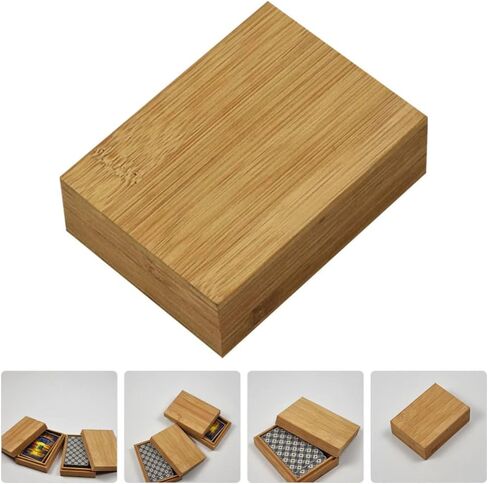 Zerodeko Wooden Playing Card Holder Box Playing Card Deck Container Rustic Card Storage for Poker Cards Bank Cards Business Cards Game Cards Khaki in Saudi Arabia
