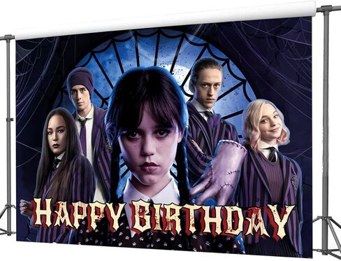 5x3FT Wednesday Addams Photography Vinyl Photo Background for Kids Birthday Party Backdrops Decoration (Wednesday) in Kuwait