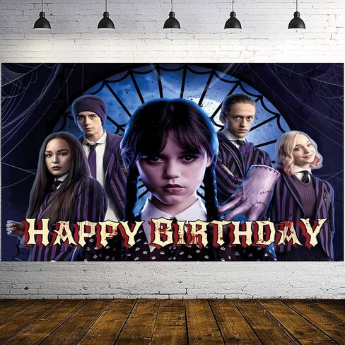 5x3FT Wednesday Addams Photography Vinyl Photo Background for Kids Birthday Party Backdrops Decoration (Wednesday) in Kuwait