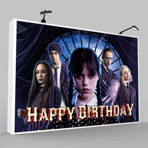 5x3FT Wednesday Addams Photography Vinyl Photo Background for Kids Birthday Party Backdrops Decoration (Wednesday) in Kuwait