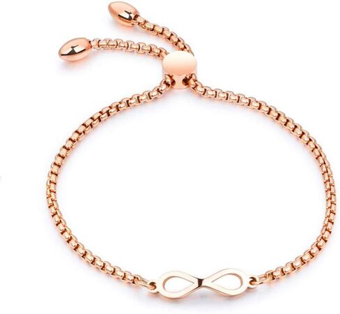 Infinity 8 Charm Link Bracelets for Women Girls Adjustable Slide Chain Gold Silver Rose Gold Stainless Steel in Saudi Arabia