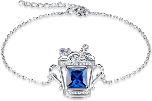 JewelryPalace 5.8ct شرب الأميرة قطع خلق الضوء الأزرق الإسبنيل قابل للتعديل سوار للنساء، أكواب 14k الذهب الأبيض 925 سوار الفضة الاسترليني للفتيات، مجموعات مجوهرات الأحجار الكريمة زركونيا مكعب in Kuwait