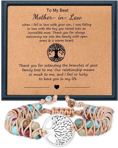 To My Mother in Law Tree of Life Bracelet for Women Natural Stone Beaded Bracelet for Mom Mommy Braided Rope Adjustable Bracelet Yoga Healing Gifts for Mothers Day Christmas Birthday Anniversary in Saudi Arabia