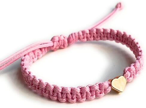 اسوارة نسائية سوار مضفر للنساء - قلب ذهبي عيار 14 قيراط. مصنوع يدويًا، مقاوم للماء. هدية عيد الأم، عيد الميلاد، الذكرى السنوية in Kuwait