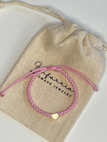 اسوارة نسائية سوار مضفر للنساء - قلب ذهبي عيار 14 قيراط. مصنوع يدويًا، مقاوم للماء. هدية عيد الأم، عيد الميلاد، الذكرى السنوية in Kuwait