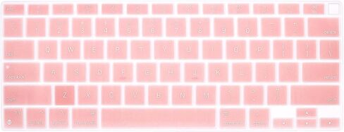 HRH Ultra Thin Korean Language Silicone Keyboard Cover Skin for Newest MacBook Air 13.3" 13 inch 2020 with Apple M1 Processor (Model A2337) Touch ID Accessories Protector-Light Pink in Kuwait