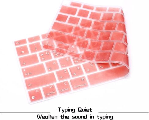 HRH Ultra Thin Korean Language Silicone Keyboard Cover Skin for Newest MacBook Air 13.3" 13 inch 2020 with Apple M1 Processor (Model A2337) Touch ID Accessories Protector-Light Pink in Kuwait