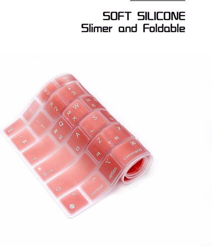 HRH Ultra Thin Korean Language Silicone Keyboard Cover Skin for Newest MacBook Air 13.3" 13 inch 2020 with Apple M1 Processor (Model A2337) Touch ID Accessories Protector-Light Pink in Kuwait