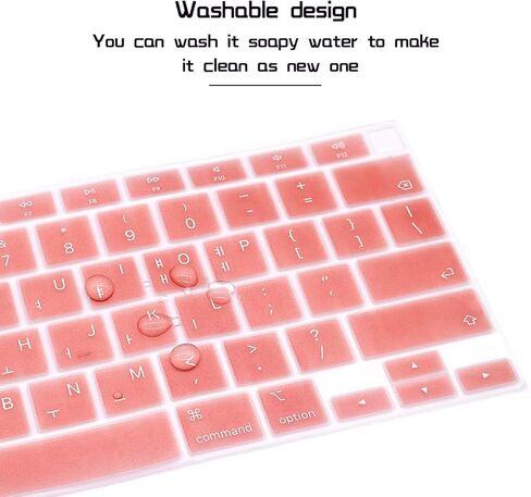 HRH Ultra Thin Korean Language Silicone Keyboard Cover Skin for Newest MacBook Air 13.3" 13 inch 2020 with Apple M1 Processor (Model A2337) Touch ID Accessories Protector-Light Pink in Kuwait