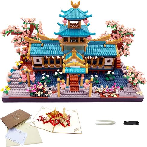 Micro Building Blocks Sets，Chinese Moon Palace Architecture and Cherry Blossom Bonsai Tree Building Toys for Adults，Japanese Sakura House Model，Creative Mini Bricks Gift for Kids 14+，2588 PCS in Saudi Arabia
