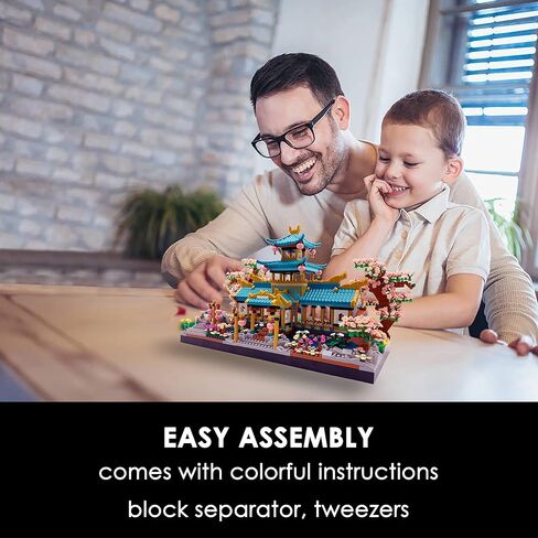 Micro Building Blocks Sets，Chinese Moon Palace Architecture and Cherry Blossom Bonsai Tree Building Toys for Adults，Japanese Sakura House Model，Creative Mini Bricks Gift for Kids 14+，2588 PCS in Saudi Arabia