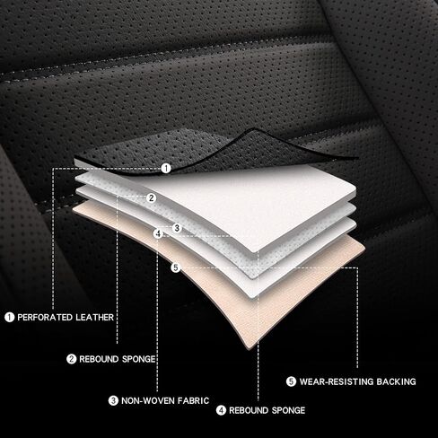 PONYJOYUP Leather Seat Covers for Cars, Waterproof Automotive Seat Covers & accessories for Cars, 5 Passenger Leatherette Car seat Covers for SUV & Universal, Interior Covers for Cars.(FULL SET-Beige) in Saudi Arabia