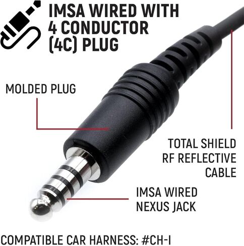 طقم خوذة IMSA المتينة لأجهزة راديو السباق والاتصالات الإلكترونية - تتميز بذراع M101 Mic Flex ومقبس برعم الأذن 1/8 بوصة in Kuwait