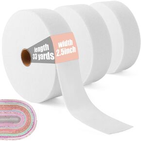 33yard Jelly Roll Batting Strip 2 1/2 Inch Cotton Quilt Batting, Flexible Batting On A Roll 33 Yards for Jelly Roll Rugs,Braided Rug,Throw Rugs,Purses (White) in Kuwait