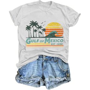 Gulf of Mexico T Shirt for Women Stay Salty and Resistance Shirts Summer Graphic Tee Tops in Kuwait