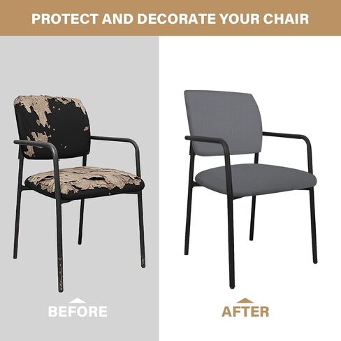 Stretch Office Guest Chair Cover 2-Piece Split Protective Armchair Slipcover Jacquard Chair Cover with Arms for Office Reception School Church Guest, Set of 2, Large, Navy Blue in Kuwait