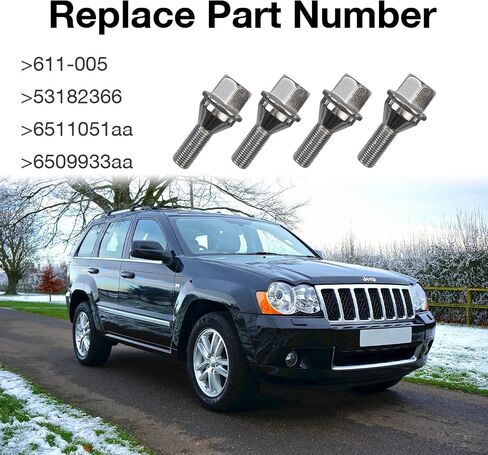 611-005 6511051AA 20pcs Wheel Lug Bolts M12x1.25 Upgrade 19mm Hex Length 28mm Compatible with14-22 Cherokeefor in Saudi Arabia