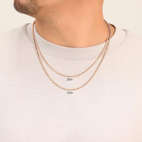 Nuragold 10K ROSE ROSE GOLD 2MM حبل سلسلة الماس قطع الماس (16 "-30") المجوهرات الإيطالية للرجال والنساء in Saudi Arabia