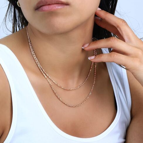 Nuragold 10K ROSE ROSE GOLD 2MM حبل سلسلة الماس قطع الماس (16 "-30") المجوهرات الإيطالية للرجال والنساء in Saudi Arabia