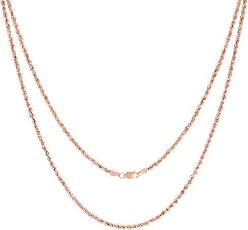 Nuragold 10K ROSE ROSE GOLD 2MM حبل سلسلة الماس قطع الماس (16 "-30") المجوهرات الإيطالية للرجال والنساء in Saudi Arabia