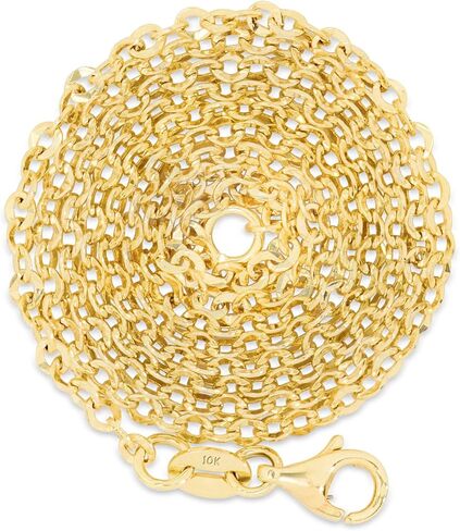 Nuragold 10k Real Yellow Gold Cable 2mm Rolo Round LInk Chain Necklace (16"-26") Dainty Italian Jewelry for Men & Women in Saudi Arabia