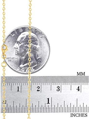 Nuragold 10k Real Yellow Gold Cable 2mm Rolo Round LInk Chain Necklace (16"-26") Dainty Italian Jewelry for Men & Women in Saudi Arabia