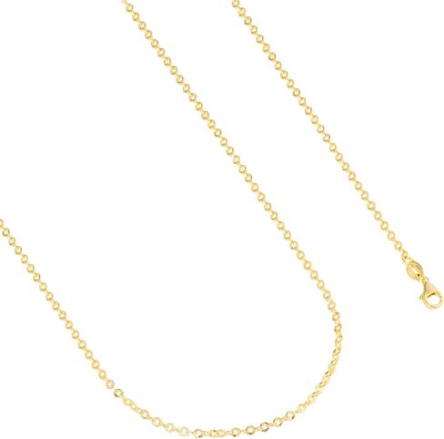 Nuragold 10k Real Yellow Gold Cable 2mm Rolo Round LInk Chain Necklace (16"-26") Dainty Italian Jewelry for Men & Women in Saudi Arabia