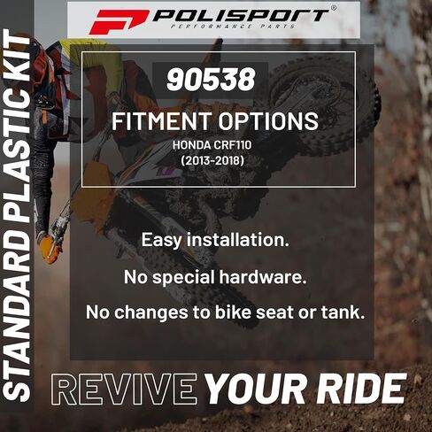 POLISPORT MOTOCROSS (MX) مجموعة بلاستيكية متماثلة لـ Honda CRF 110F (2013-18)-جودة OEM ، متينة ، مرنة ومثالية-أبيض in Saudi Arabia