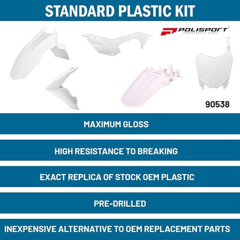 POLISPORT MOTOCROSS (MX) مجموعة بلاستيكية متماثلة لـ Honda CRF 110F (2013-18)-جودة OEM ، متينة ، مرنة ومثالية-أبيض in Saudi Arabia