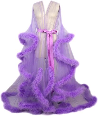 Long Fur Tulle Robe for Women, Maternity Lingerie, Sexy Robe for Maternity Photoshoot in Kuwait