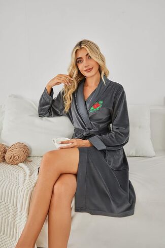 Richie House Women's Soft and Light Weight Velour Bathrobe Size S to L RHW2763 in Kuwait