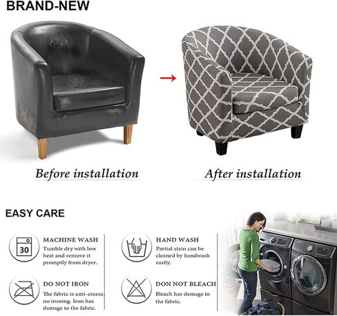 NILUOH Club Chair Slipcover 2 Piece Stretch Barrel Chair Covers Printed Tub Chair Slipcovers Soft Accent Armchair Sofa Protector for Living Room（Flowers 14） in Kuwait
