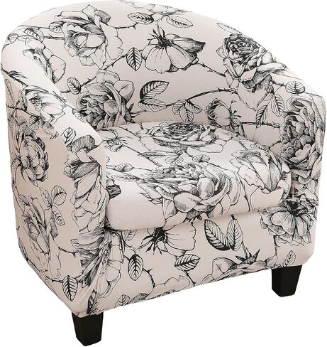 NILUOH Club Chair Slipcover 2 Piece Stretch Barrel Chair Covers Printed Tub Chair Slipcovers Soft Accent Armchair Sofa Protector for Living Room（Flowers 14） in Kuwait