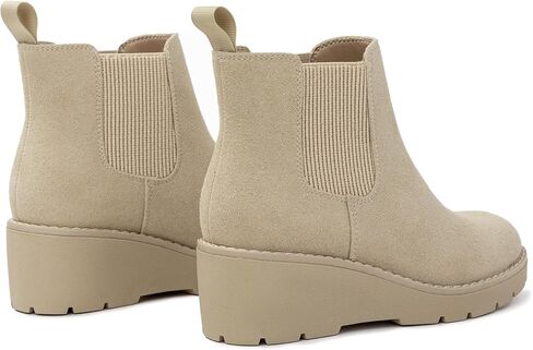 منصة Athlefit Girls Ongle Boots Kids Slip on Chelsea Wedge Booties for Toddler Little Kid Big Kid in Saudi Arabia