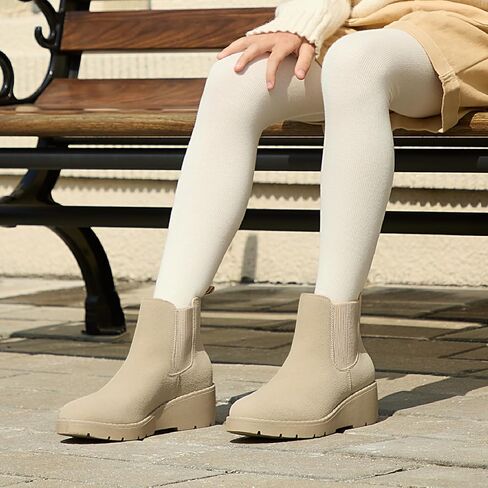 منصة Athlefit Girls Ongle Boots Kids Slip on Chelsea Wedge Booties for Toddler Little Kid Big Kid in Saudi Arabia