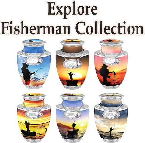 Forever Fishing Cremation Urns for Adult Ashes Male - 200lbs Burial Urns for Human Ashes - Handcrafted Funeral Decorative Urns for Ashes Adult Male with Velvet Bag in Saudi Arabia