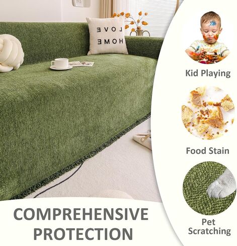 VClife Boho Couch Cover, Washable Sofa Cover for Dog, Non Slip Couch Covers for 2 Cushion Couch, Modern Khaki Creamy White Geometric Sofa Slipcovers Multi-Functional Furniture Protector 71'' x 118'' in Saudi Arabia